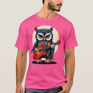 Camiseta Lechuza Jugando Guitarista De Guitarra Acústica