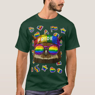 Camiseta Lechuza Lechuza Gay Mes Ave Noche Arcoiris