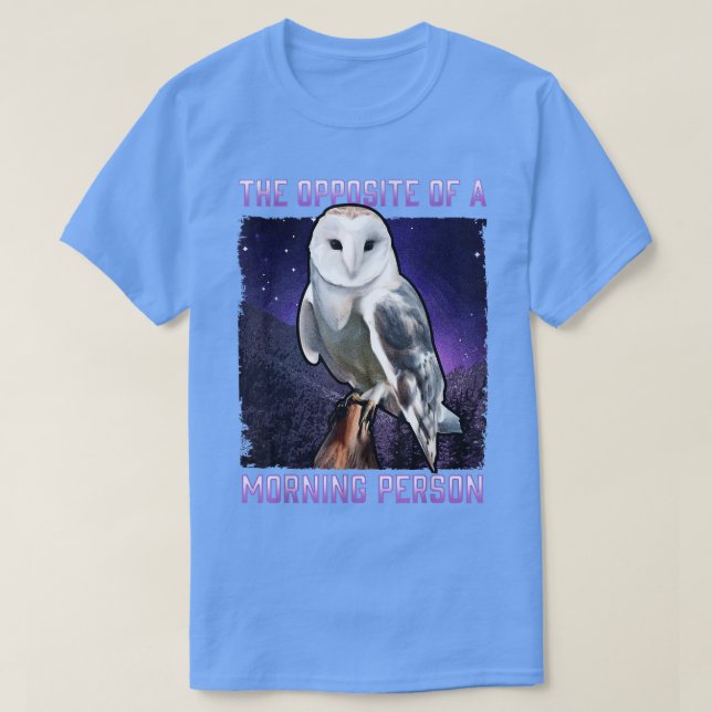 Camiseta Lechuza nevada frente a una noche de pájaro matuti (Diseño del anverso)