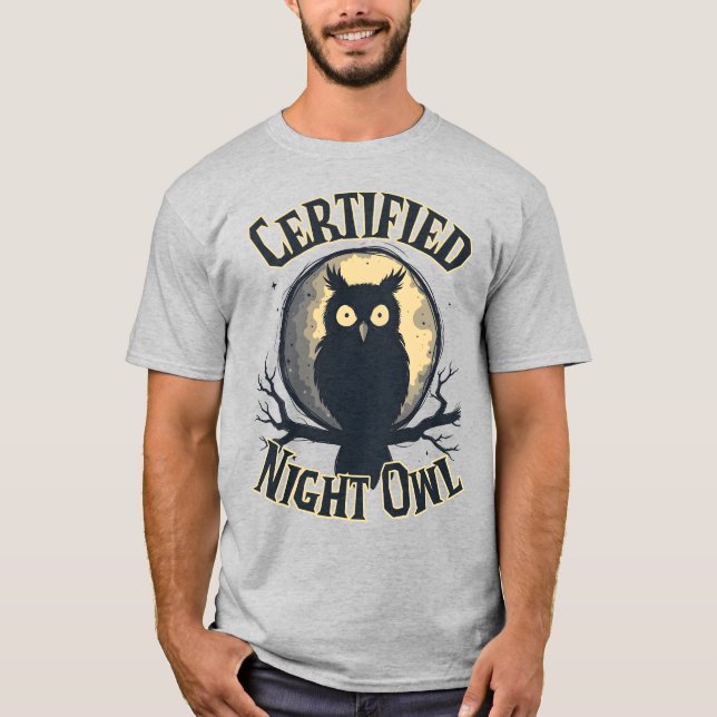 Camiseta Lechuza nocturna certificada - Vibes nocturnas con (Anverso)