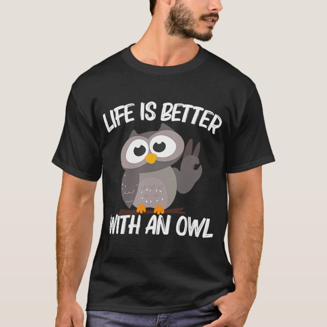 Camiseta Lechuza Para Hombres Mujeres Chicas Nocturna Ave L (Anverso)