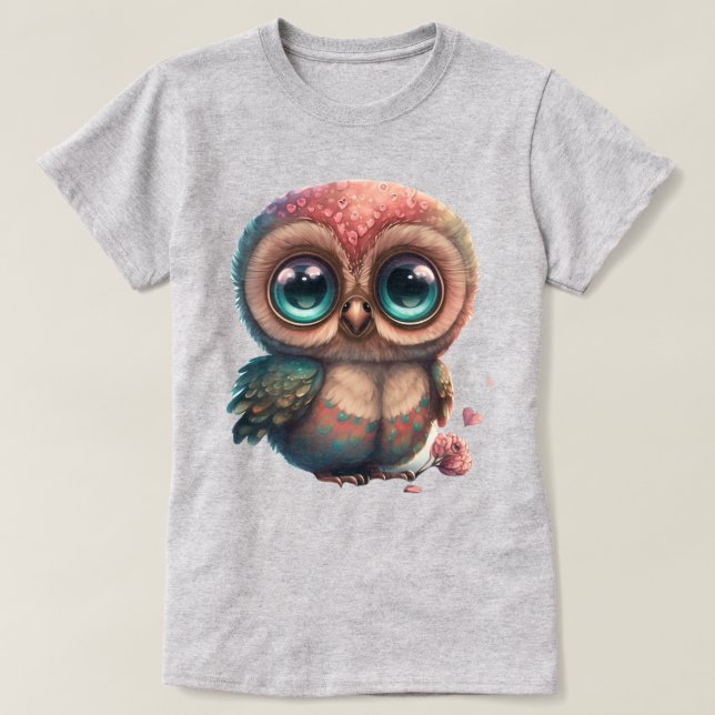 Camiseta Lechuza Personalizado Adorable con grandes ojos y  (Diseño del anverso)