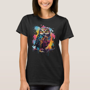 Camiseta Lechuza pigmea del norte colorida Arte de palangre