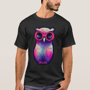 Camiseta Lechuza Robótica Luminescente Cute Sci Fi Owl