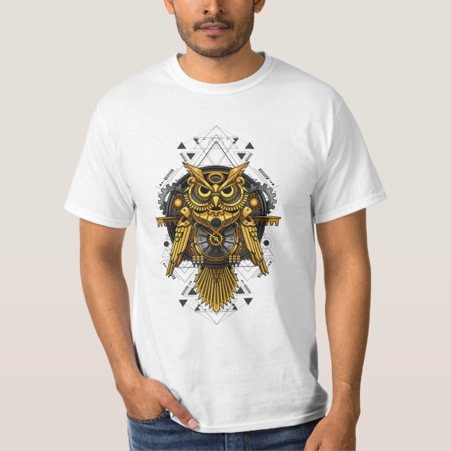 Camiseta Lechuza Steampunk Mecánica (Anverso)