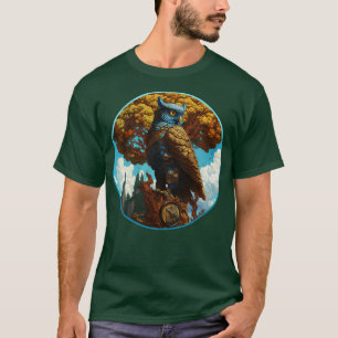 Camiseta Lechuza Steampunk por un árbol