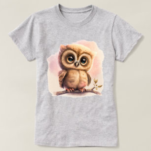 Camiseta Lechuza teñida sobre fondo rosado