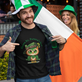 Camiseta Lechuza verde del Día de San Patricio personalizad