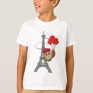 Camiseta Lechuza volando con globos cardíacos en París