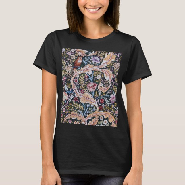 Camiseta Lechuza y flores, William Morris (Anverso)