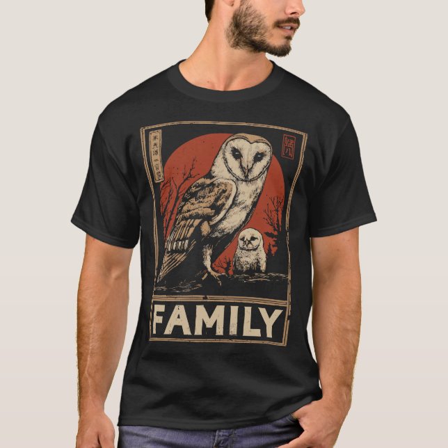 Camiseta Lechuza y lechuza - Momento familiar sabio y amabl (Anverso)