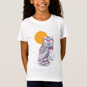 Camiseta Lechuza y luna coloridas