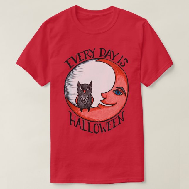 Camiseta Lechuza y luna creciente todos los días es Hallowe (Diseño del anverso)