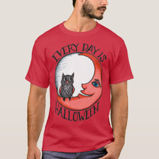 Camiseta Lechuza y luna creciente todos los días es Hallowe
