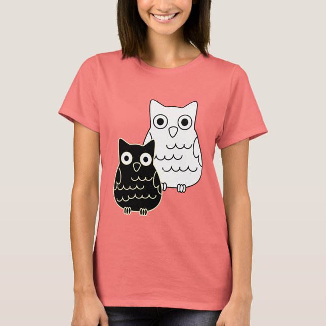 Camiseta Lechuzas blancas y negras (Anverso)