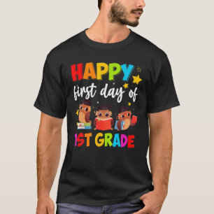 Camiseta Lechuzas Cutas Feliz Primer Día De Primer Grado