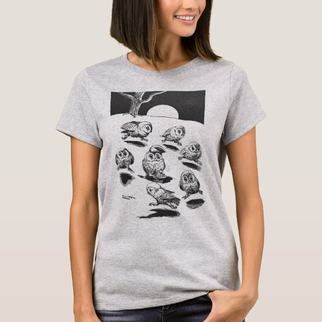 Camiseta Lechuzas de luna, Louis Wain (Anverso)
