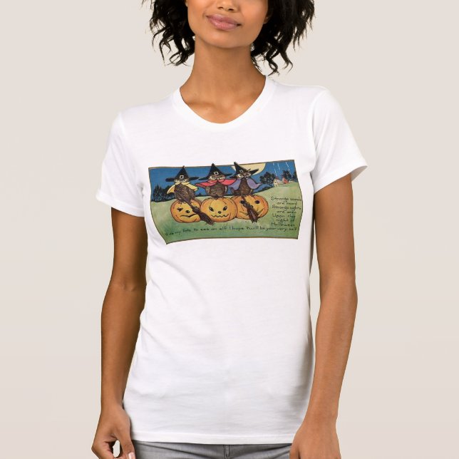 Camiseta Lechuzas en Gorras de brujas (Anverso)