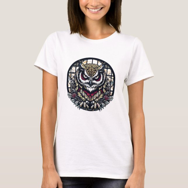 Camiseta Lechuzas en ventanas redondas (Anverso)