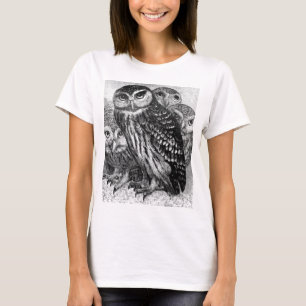 Camiseta Lechuzas, grabado vintage