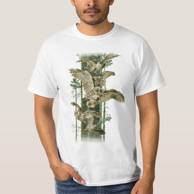 Camiseta Lechuzas marrones en vuelo (Anverso)
