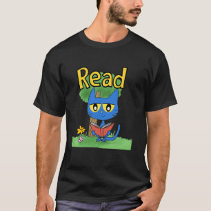 Camiseta Lector Amante De Animales Leyendo Gato Azul Maestr