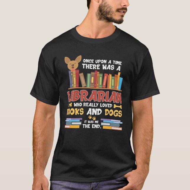 Camiseta Lector bibliotecario de The Library Dog y de libro (Anverso)