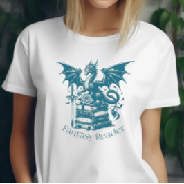 Camiseta Lector de fantasía de Dragon and Books