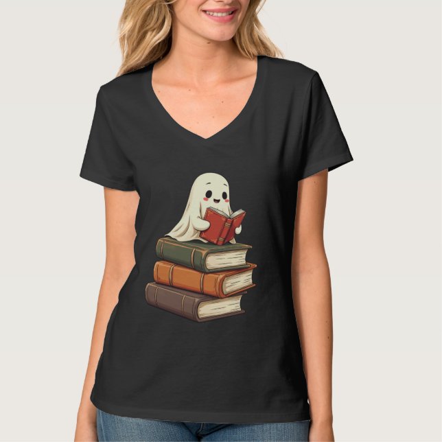 Camiseta Lector de fantasma feliz - Lector de libros divert (Anverso)