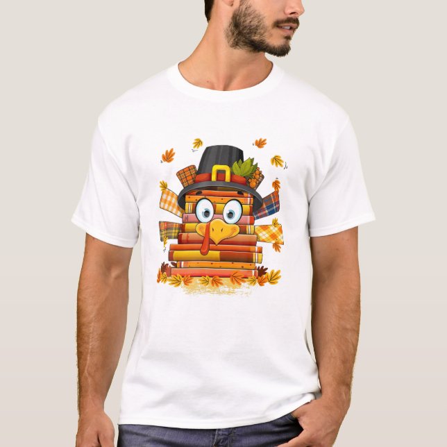 Camiseta Lector de libros bibliotecarios Funny Turkey Thank (Anverso)