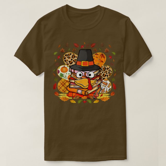 Camiseta Lector de libros bibliotecarios Funny Turkey Thank (Diseño del anverso)