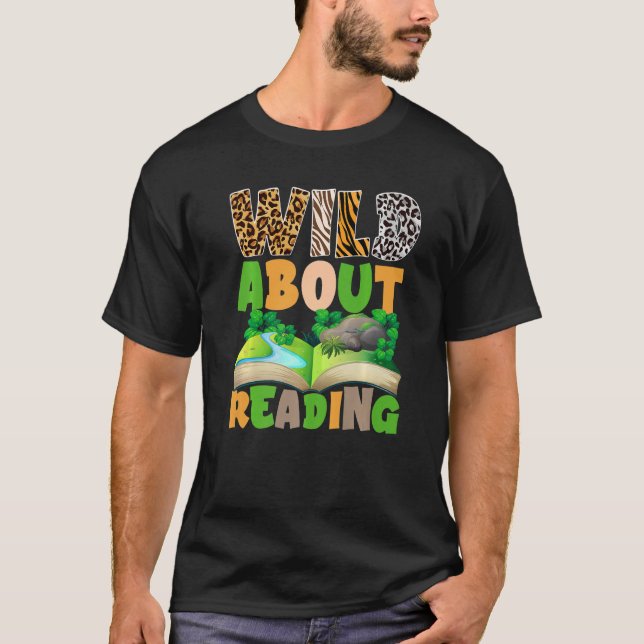 Camiseta Lector de libros de animales Lover - Wild About Re (Anverso)