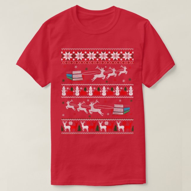 Camiseta Lector de libros de bibliotecas de Navidades bibli (Diseño del anverso)