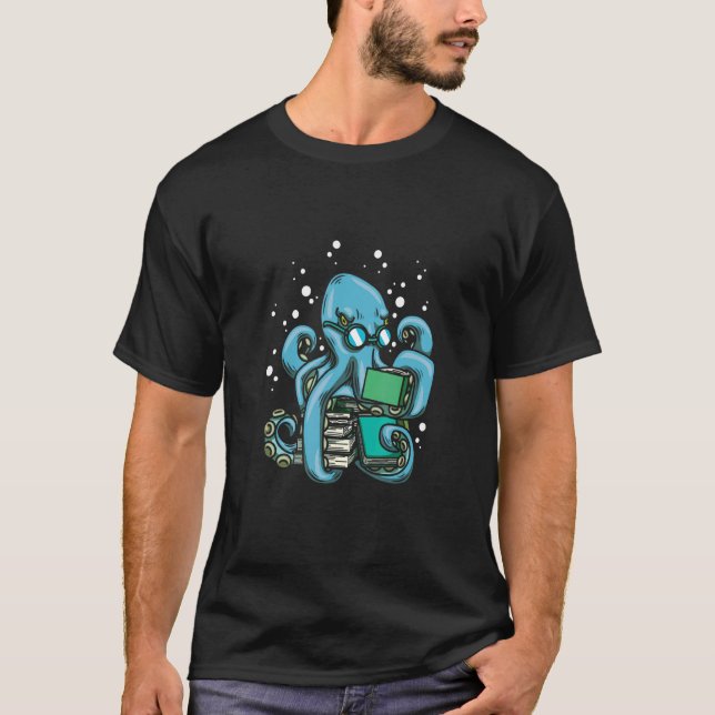 Camiseta Lector de pulpos: literatura sobre el kraken en el (Anverso)