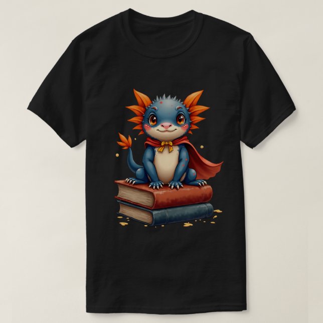 Camiseta Lector Superhéroe Axolotl - Dark Academia de BookT (Diseño del anverso)