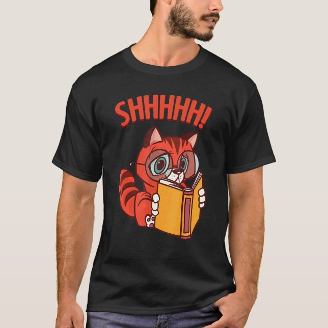 Camiseta Lectora de gatos profesora silencio lectora ávida  (Anverso)