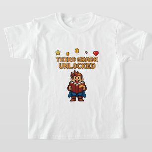 Camiseta Lectura de arte de píxeles de gamer de tercer grad