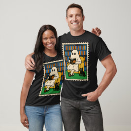 Camiseta Lectura de fantasma suave en biblioteca con gato n