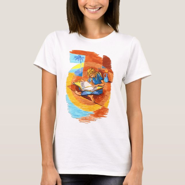 Camiseta Lectura de la mujer artsy (Anverso)