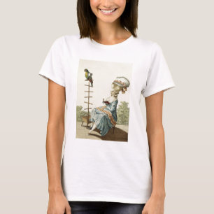 Camiseta Lectura de la mujer joven en un vestido del día