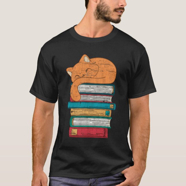 Camiseta Lectura de libro de gatos (Anverso)