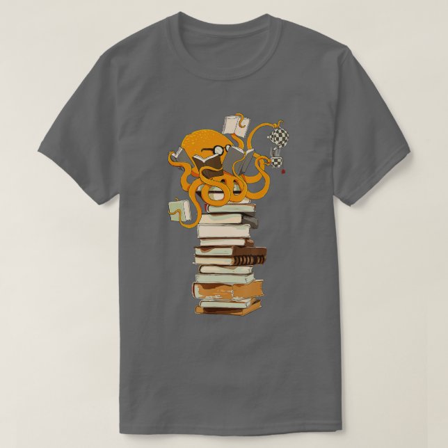 Camiseta Lectura de Octopus, té, café y regalos de libros  (Diseño del anverso)