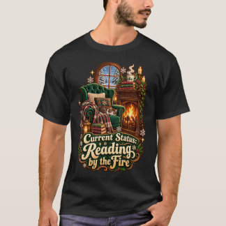Camiseta Lectura del estado actual junto al fuego en invier