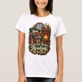 Camiseta Lectura del estado actual junto al fuego en invier