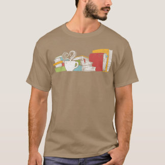 Camiseta Lectura retro de té y libro