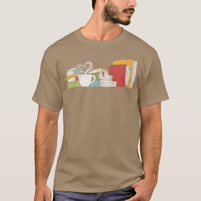 Camiseta Lectura retro de té y libro (Anverso)