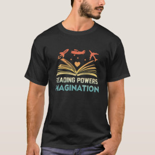 Camiseta Lectura Retro Potencias Libro de Imaginación Nerd