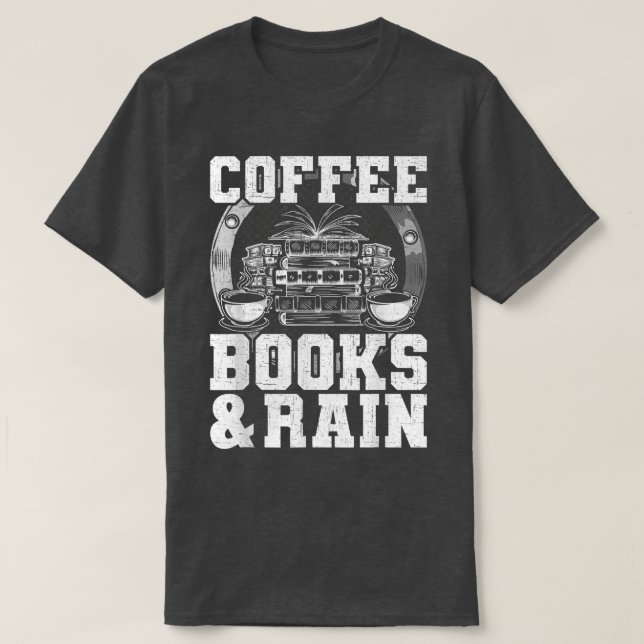 Camiseta Lecturas de libros de café y de libros de lluvia (Diseño del anverso)