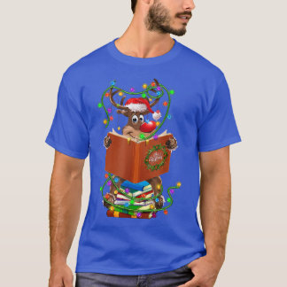 Camiseta Lecturas de renos Libros Navidades Luces Ornamento