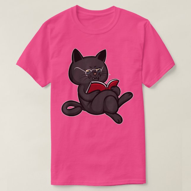 Camiseta Lecturas gruesas de libros de gatos, libros de lec (Diseño del anverso)